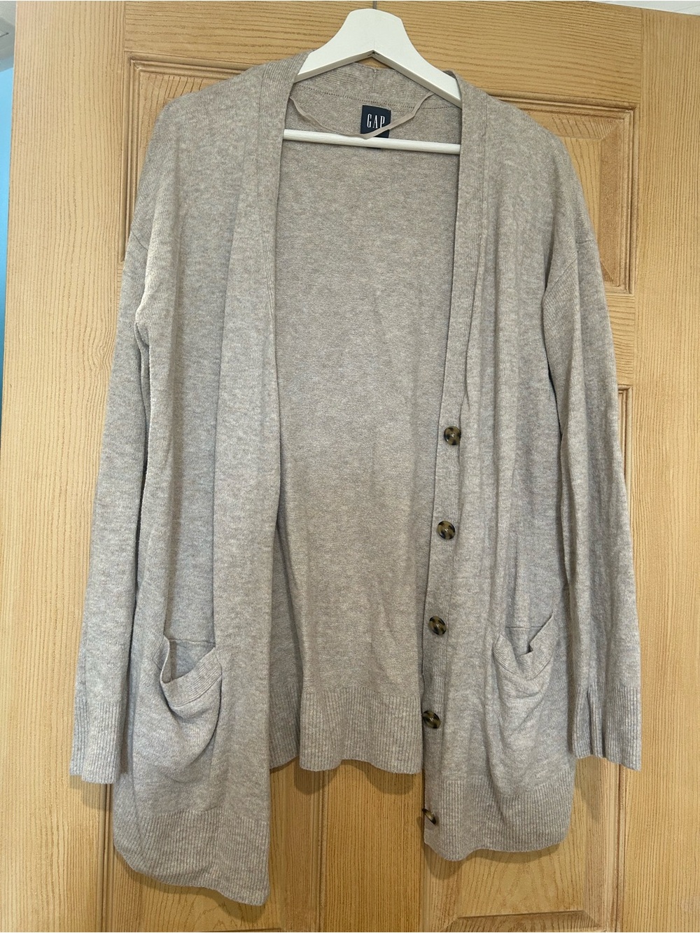 GAP Women's Light Beige Button-Front Cardigan